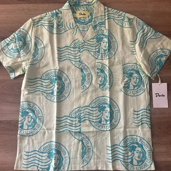 Duvin “Greetings From Duvin Beach Club” Button-Up Shirt (NWT)